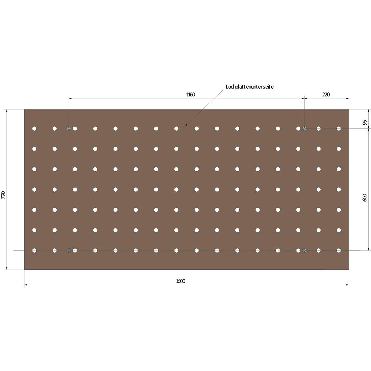 Unicraft Lochrasterarbeitsplatte Buche-Multiplex 